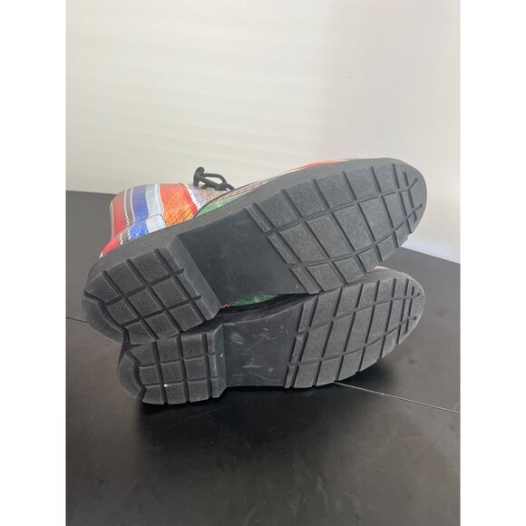 Yes We Vibe Women's Colorful Striped Combat Lace-Up Boots - Size 9W - Picture 12 of 13